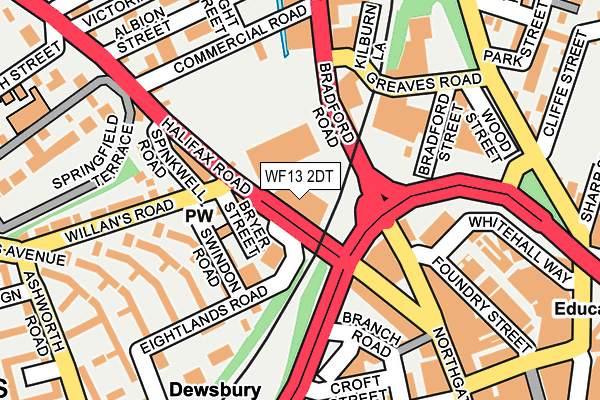 WF13 2DT map - OS OpenMap – Local (Ordnance Survey)