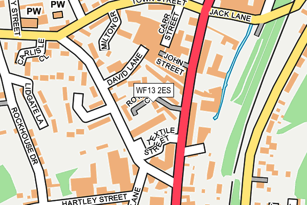 WF13 2ES map - OS OpenMap – Local (Ordnance Survey)
