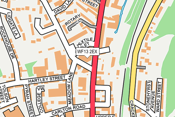 WF13 2EX map - OS OpenMap – Local (Ordnance Survey)