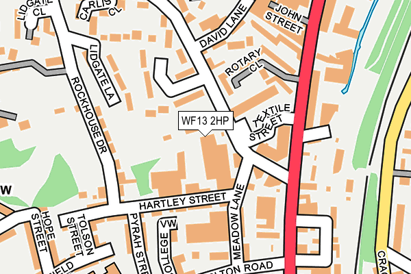 WF13 2HP map - OS OpenMap – Local (Ordnance Survey)
