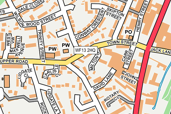 WF13 2HQ map - OS OpenMap – Local (Ordnance Survey)