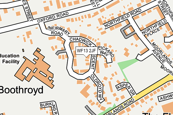 WF13 2JF map - OS OpenMap – Local (Ordnance Survey)