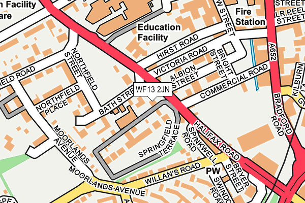 WF13 2JN map - OS OpenMap – Local (Ordnance Survey)