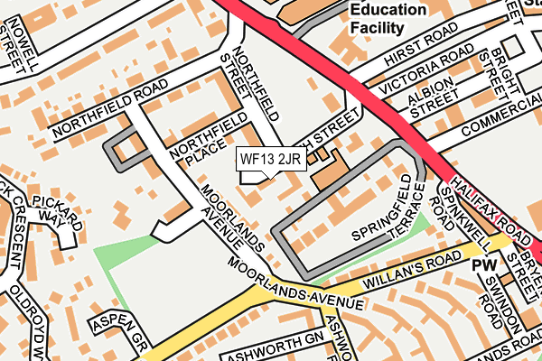 WF13 2JR map - OS OpenMap – Local (Ordnance Survey)