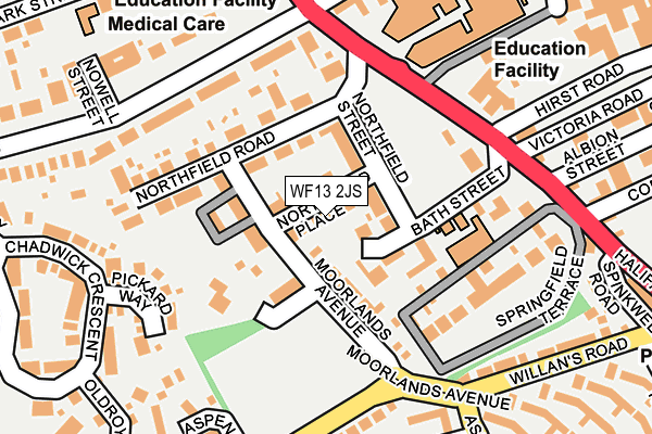 WF13 2JS map - OS OpenMap – Local (Ordnance Survey)