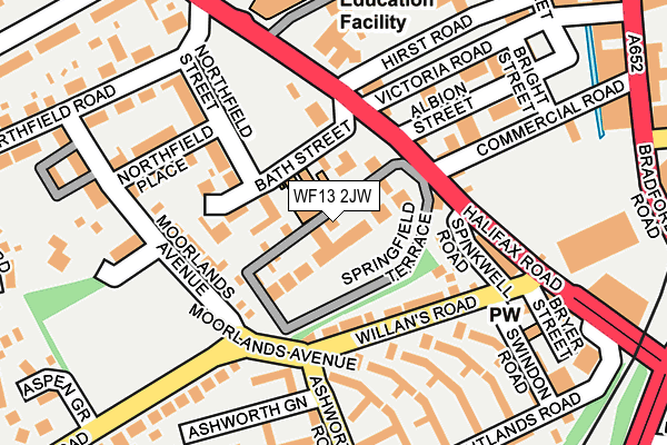 WF13 2JW map - OS OpenMap – Local (Ordnance Survey)