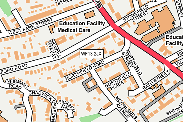 WF13 2JX map - OS OpenMap – Local (Ordnance Survey)