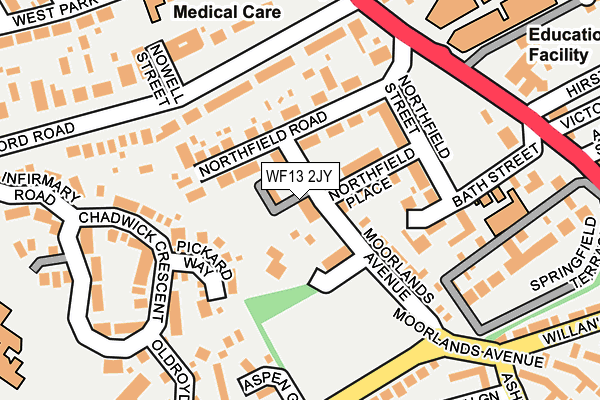 WF13 2JY map - OS OpenMap – Local (Ordnance Survey)