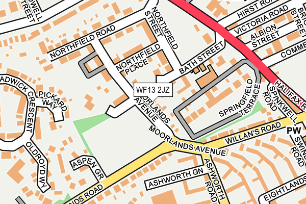 WF13 2JZ map - OS OpenMap – Local (Ordnance Survey)