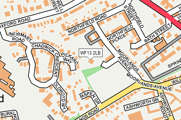WF13 2LB map - OS OpenMap – Local (Ordnance Survey)