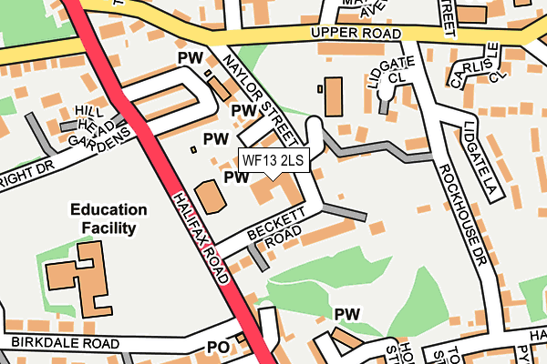 WF13 2LS map - OS OpenMap – Local (Ordnance Survey)
