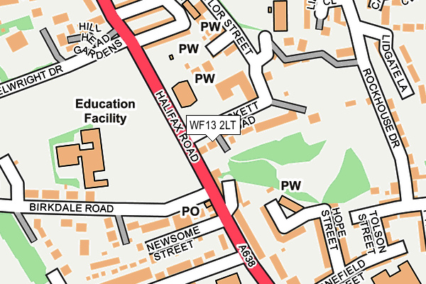 WF13 2LT map - OS OpenMap – Local (Ordnance Survey)