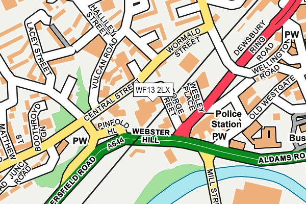 WF13 2LX map - OS OpenMap – Local (Ordnance Survey)