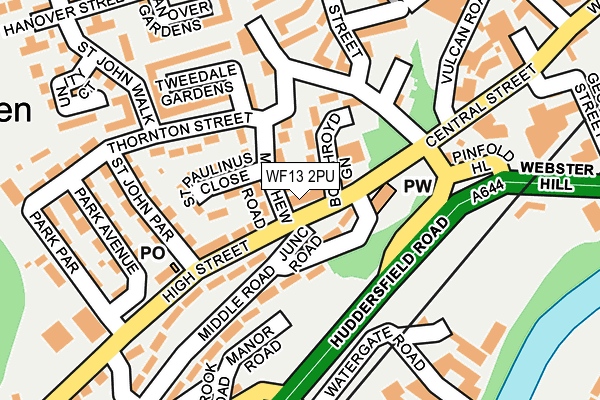 WF13 2PU map - OS OpenMap – Local (Ordnance Survey)