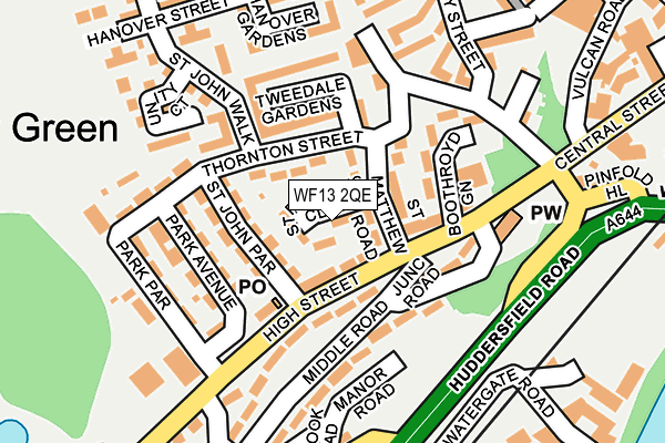 WF13 2QE map - OS OpenMap – Local (Ordnance Survey)
