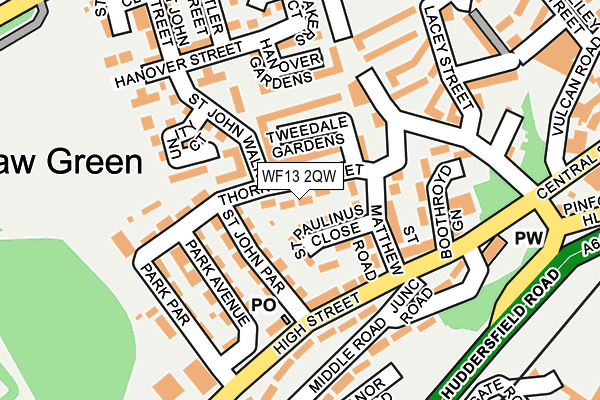 WF13 2QW map - OS OpenMap – Local (Ordnance Survey)