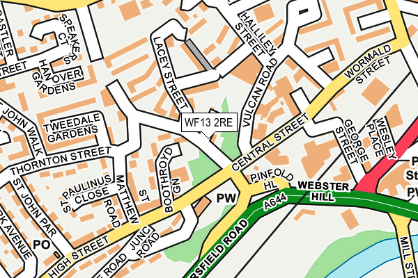 WF13 2RE map - OS OpenMap – Local (Ordnance Survey)