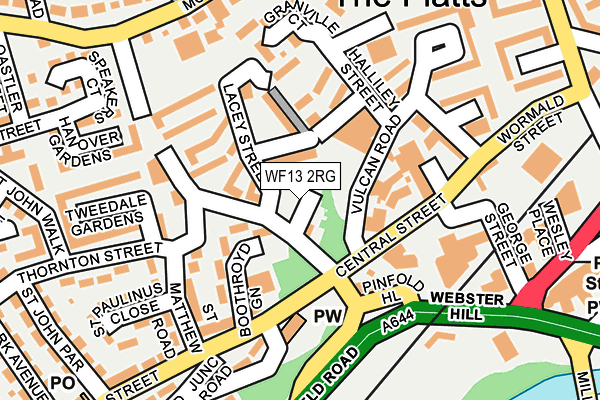 WF13 2RG map - OS OpenMap – Local (Ordnance Survey)