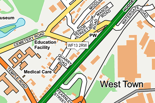 WF13 2RW map - OS OpenMap – Local (Ordnance Survey)