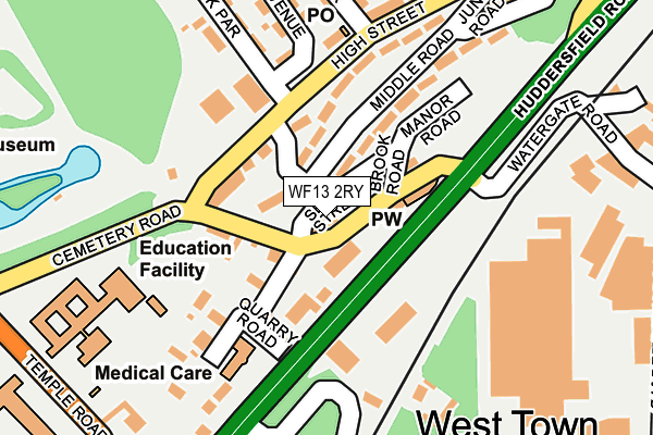 WF13 2RY map - OS OpenMap – Local (Ordnance Survey)