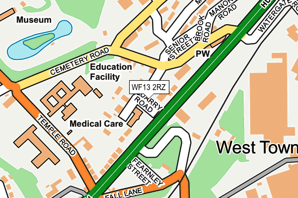 WF13 2RZ map - OS OpenMap – Local (Ordnance Survey)