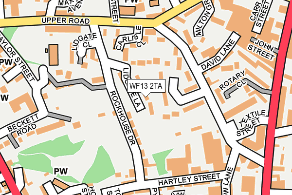 WF13 2TA map - OS OpenMap – Local (Ordnance Survey)