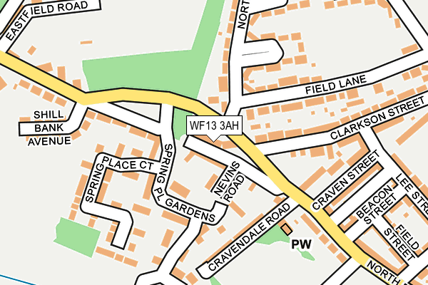 WF13 3AH map - OS OpenMap – Local (Ordnance Survey)