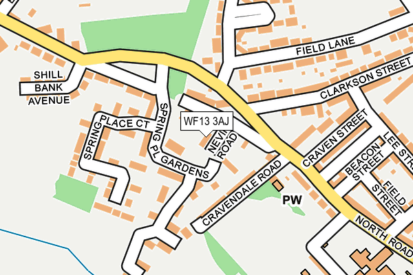 WF13 3AJ map - OS OpenMap – Local (Ordnance Survey)