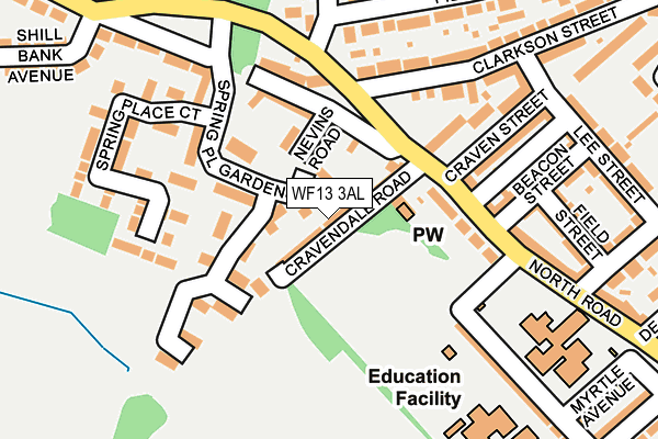WF13 3AL map - OS OpenMap – Local (Ordnance Survey)