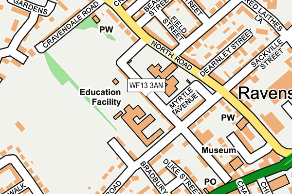 WF13 3AN map - OS OpenMap – Local (Ordnance Survey)