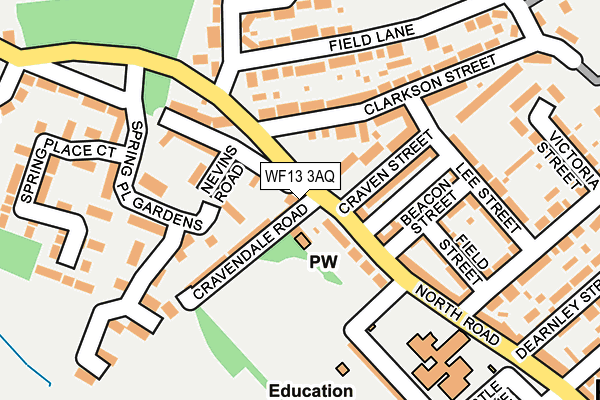WF13 3AQ map - OS OpenMap – Local (Ordnance Survey)