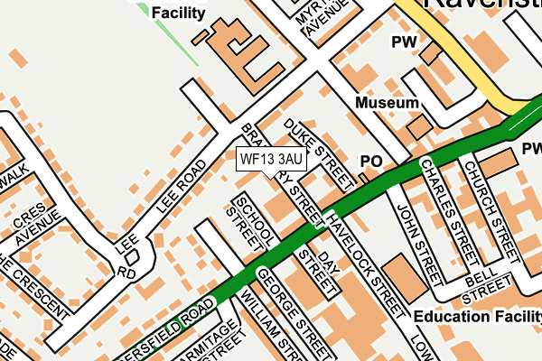 WF13 3AU map - OS OpenMap – Local (Ordnance Survey)