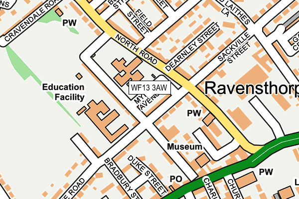 WF13 3AW map - OS OpenMap – Local (Ordnance Survey)