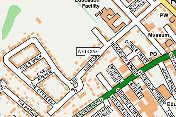 WF13 3AX map - OS OpenMap – Local (Ordnance Survey)
