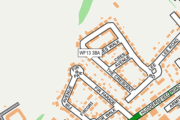 WF13 3BA map - OS OpenMap – Local (Ordnance Survey)