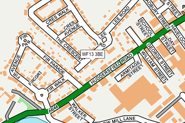 WF13 3BE map - OS OpenMap – Local (Ordnance Survey)