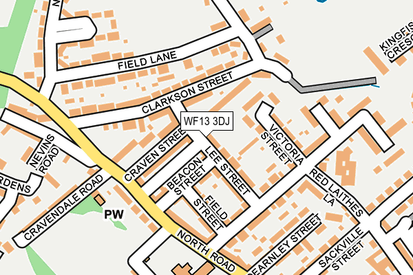 WF13 3DJ map - OS OpenMap – Local (Ordnance Survey)