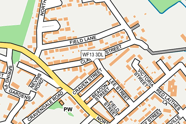 WF13 3DL map - OS OpenMap – Local (Ordnance Survey)