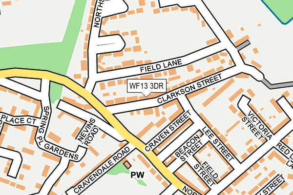 WF13 3DR map - OS OpenMap – Local (Ordnance Survey)