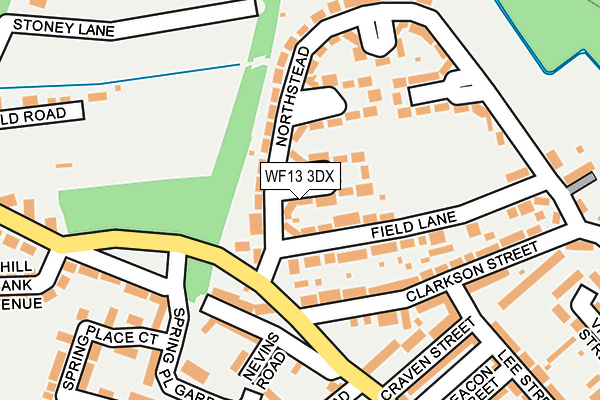 WF13 3DX map - OS OpenMap – Local (Ordnance Survey)