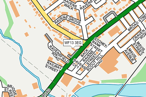 WF13 3EG map - OS OpenMap – Local (Ordnance Survey)