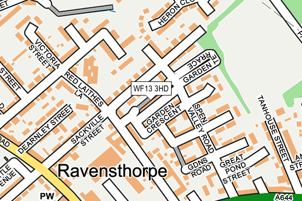 WF13 3HD map - OS OpenMap – Local (Ordnance Survey)