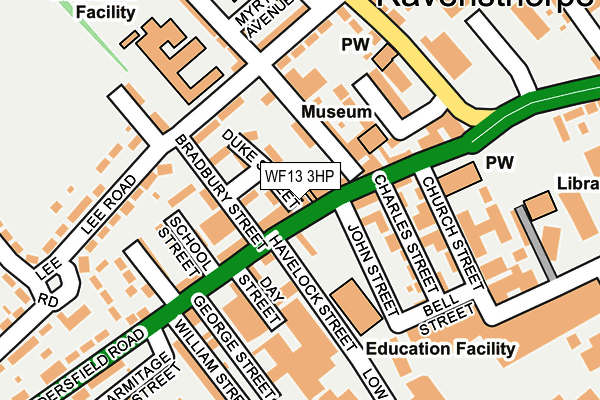 WF13 3HP map - OS OpenMap – Local (Ordnance Survey)