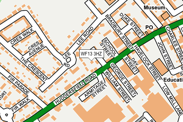 WF13 3HZ map - OS OpenMap – Local (Ordnance Survey)