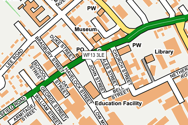 WF13 3LE map - OS OpenMap – Local (Ordnance Survey)