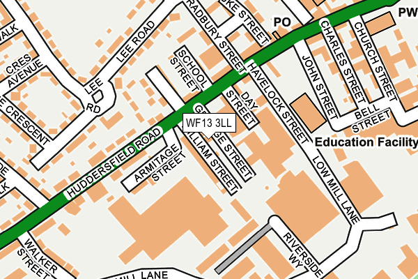 WF13 3LL map - OS OpenMap – Local (Ordnance Survey)