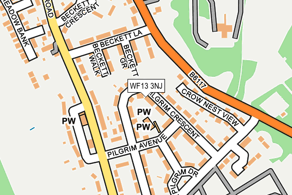 WF13 3NJ map - OS OpenMap – Local (Ordnance Survey)
