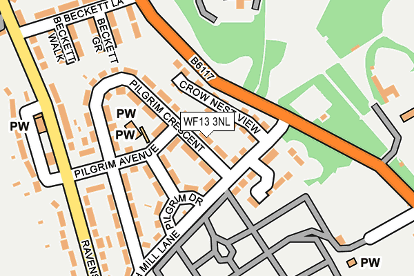WF13 3NL map - OS OpenMap – Local (Ordnance Survey)