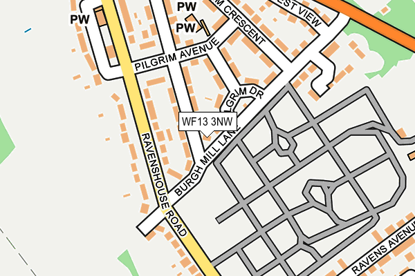WF13 3NW map - OS OpenMap – Local (Ordnance Survey)