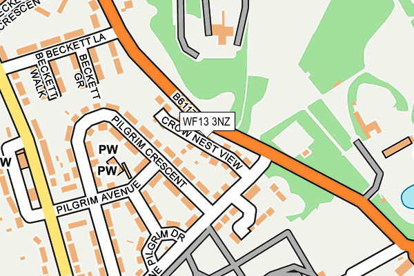 WF13 3NZ map - OS OpenMap – Local (Ordnance Survey)